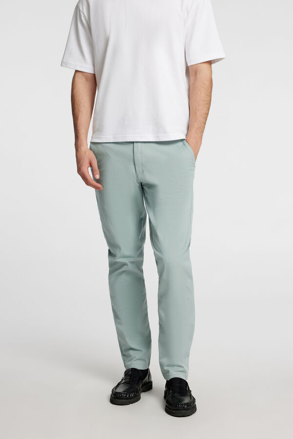 Selected Calça calças chino slim fit feita de algodão orgânico  Verde