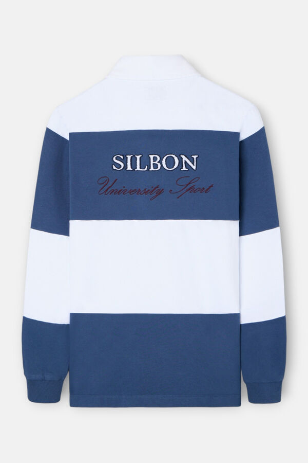 Silbon Polo de rugby riscas clássica Azul