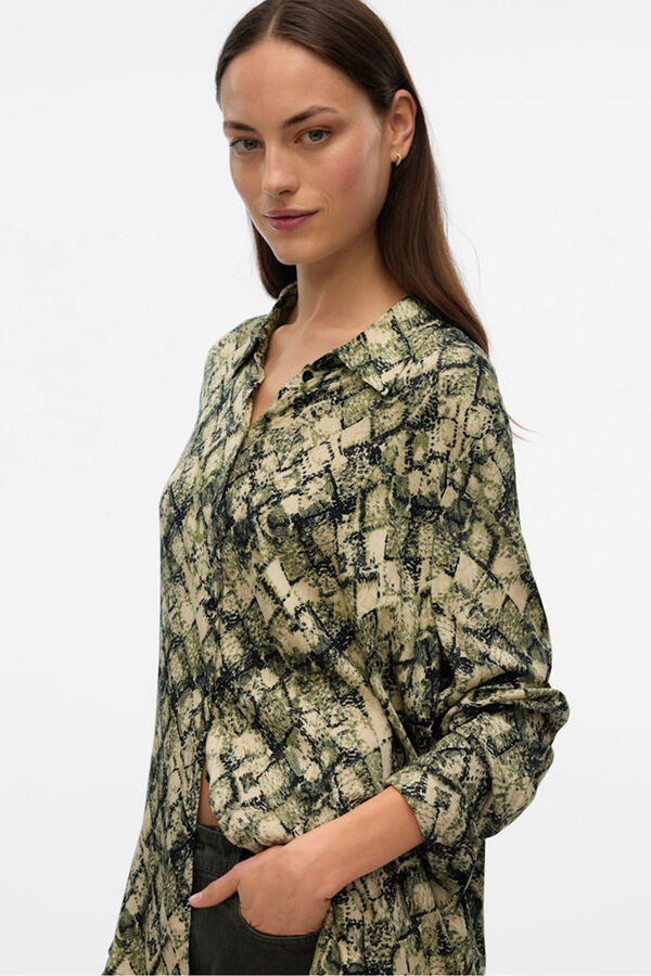 Vero Moda Camisa estampada de manga comprida Castanho