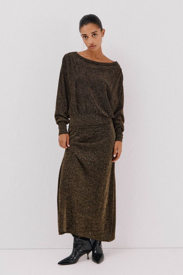 Cortefiel jersey-knit skirt with lurex Black