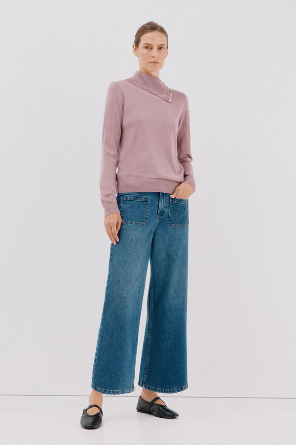 Cortefiel Button neck jumper Lilac