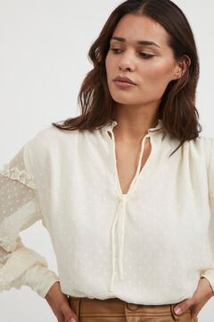 Cortefiel Long-sleeved plumetis blouse Gray