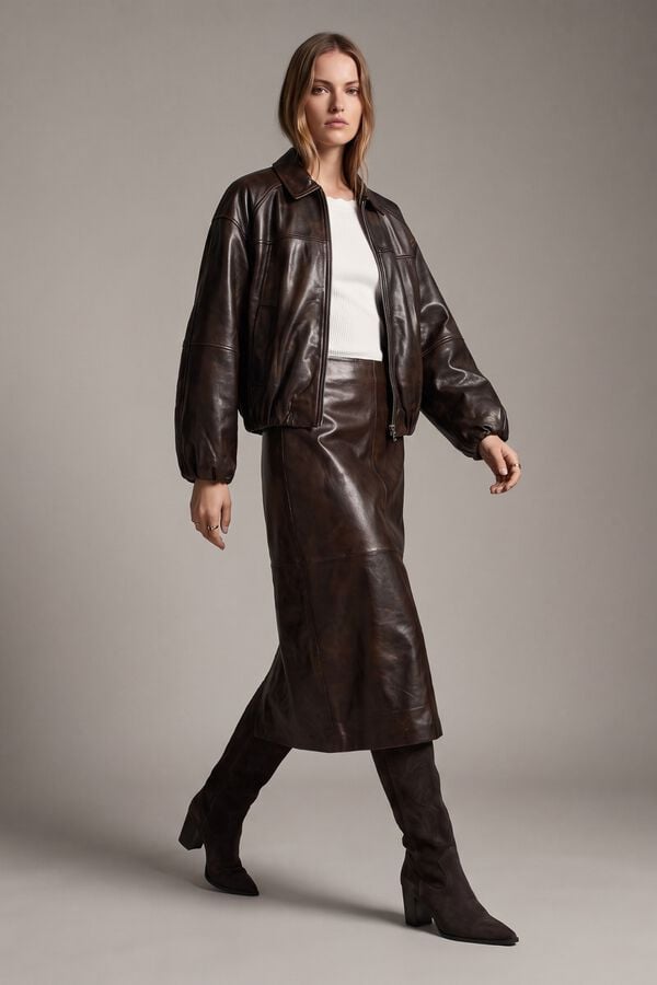 Vero Moda Blus&atilde;o bomber de pele Preto