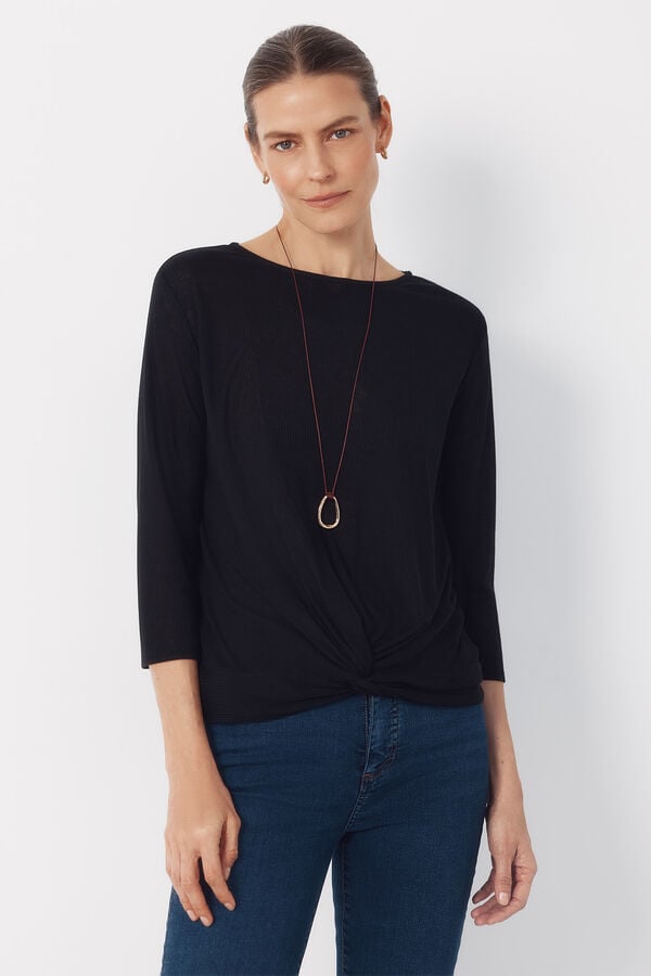 Cortefiel Knot t-shirt Black