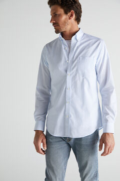 Cortefiel Striped shirt in extra soft, easy care cotton Blue