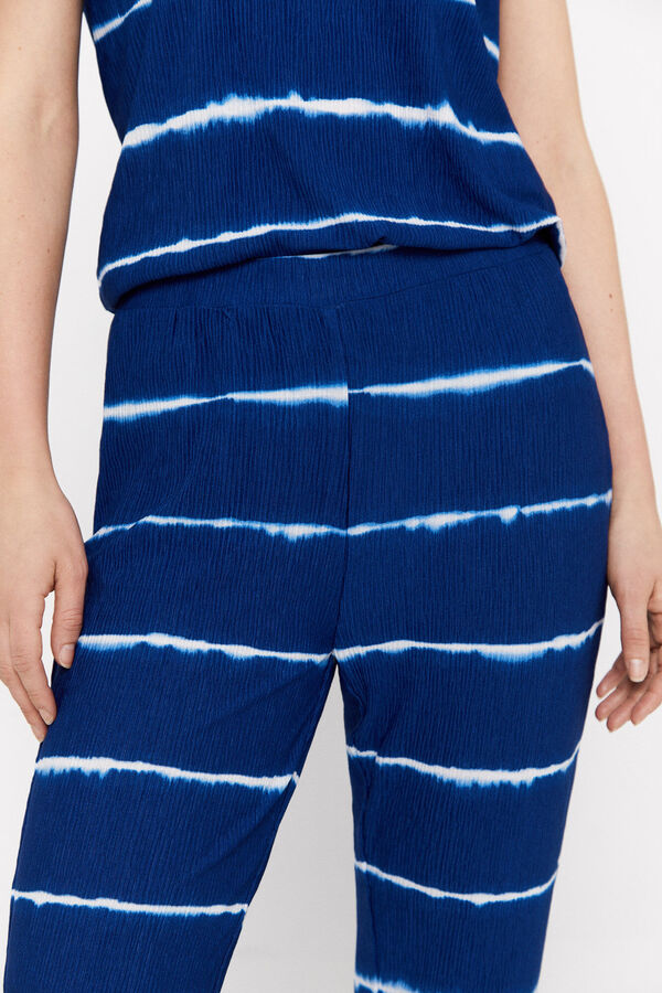 Cortefiel Jersey-knit striped trousers Printed blue