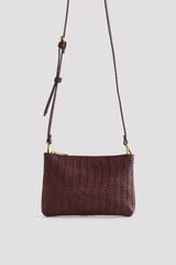 Cortefiel Textured crossbody wallet Dark brown