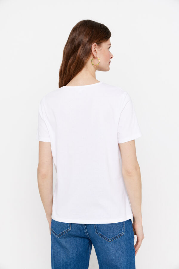 Cortefiel Camiseta bordado floral Blanco