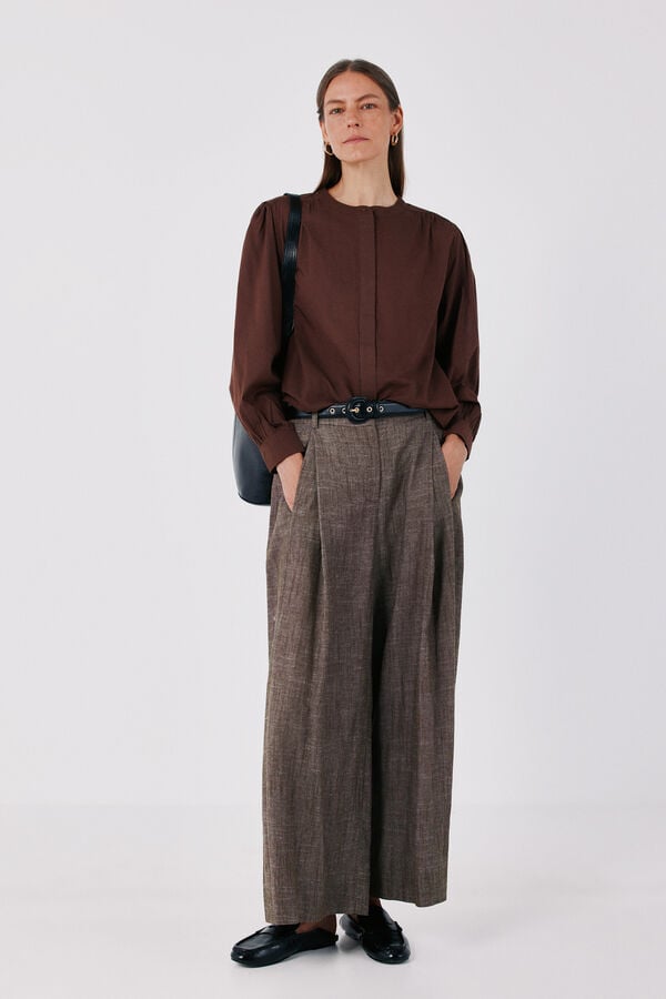 Cortefiel Lightweight cotton blouse Brown