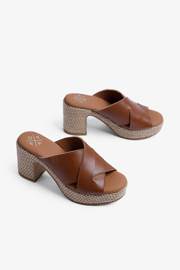 Popa Melibea leather wedge heel sandal Brown