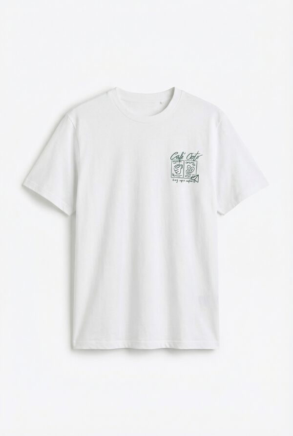 OOTO T-shirt gr&aacute;fica lavada Branco