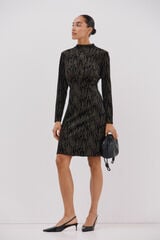 Cortefiel Short dress with shiny touches Black