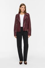 Vila Faux leather biker jacket Maroon