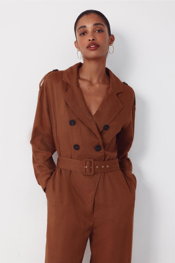 Cortefiel Macac&atilde;o r&uacute;stico com solapa Castanho