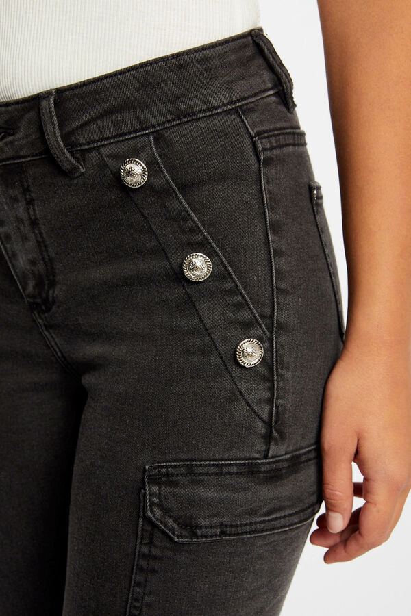 Cortefiel Skinny cargo jeans with buttons Grey