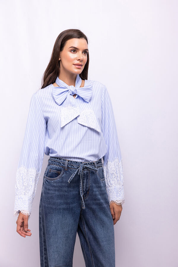 Object Blusa de riscas renda Azul