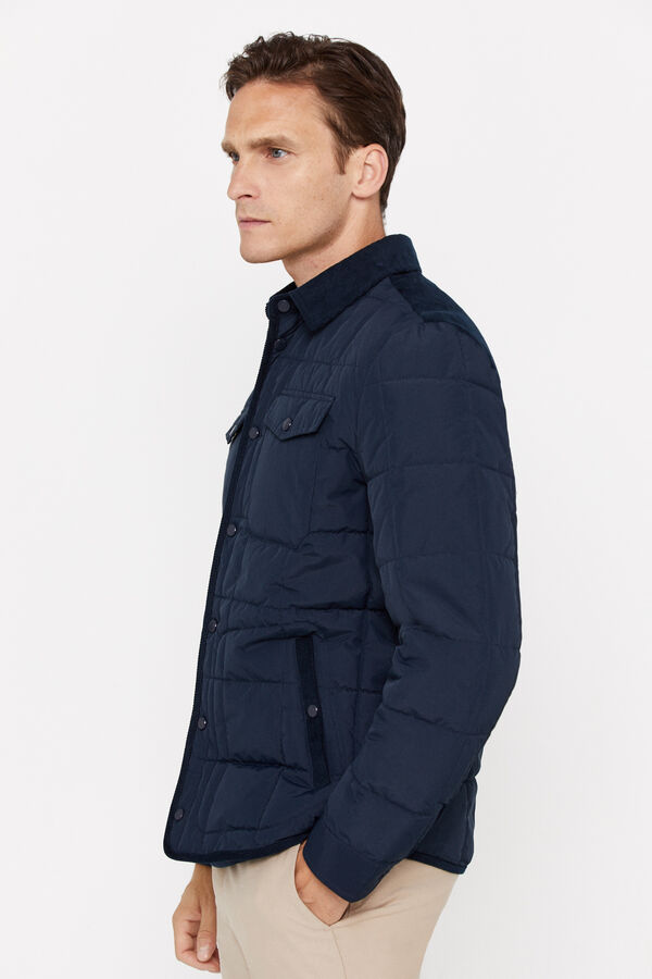 Cortefiel Quilted overshirt Navy