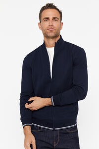 Cortefiel Plain jersey-knit jacket Blue
