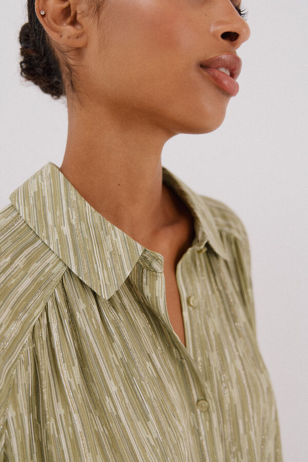 Cortefiel Blusa fluida estampada lurex Printed green