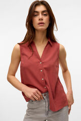 Vero Moda Top fluído com gola em bico Vermelho