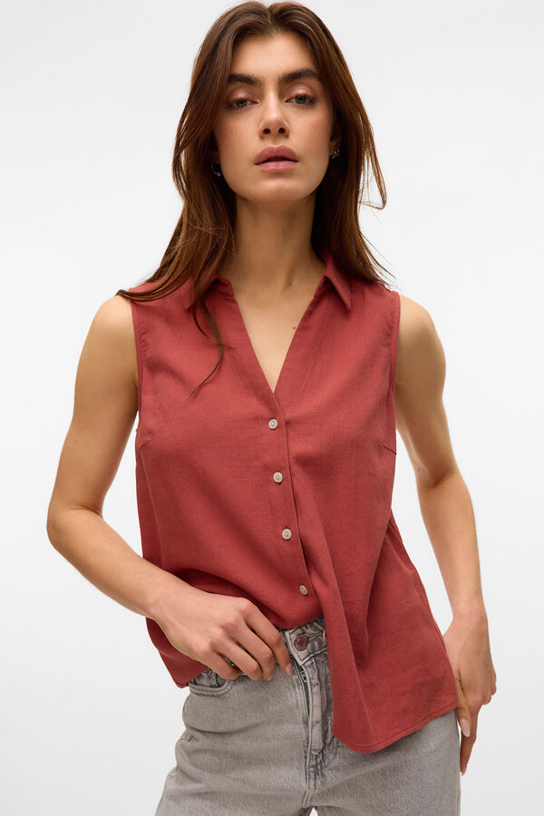 Vero Moda Top fluído com gola em bico Vermelho