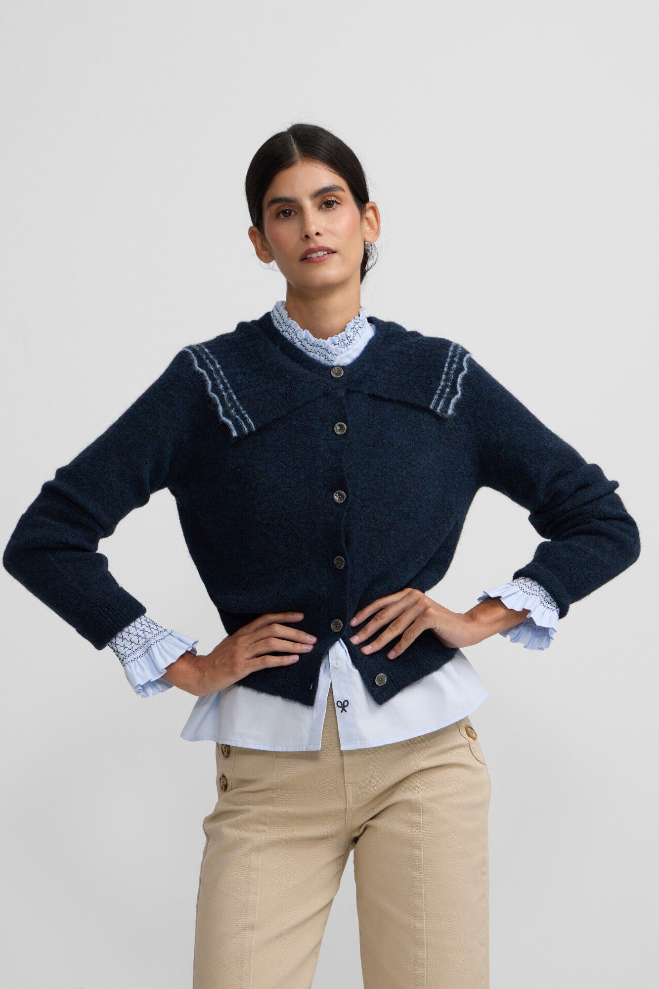 Silbon C&aacute;rdigan cuello bobo contraste