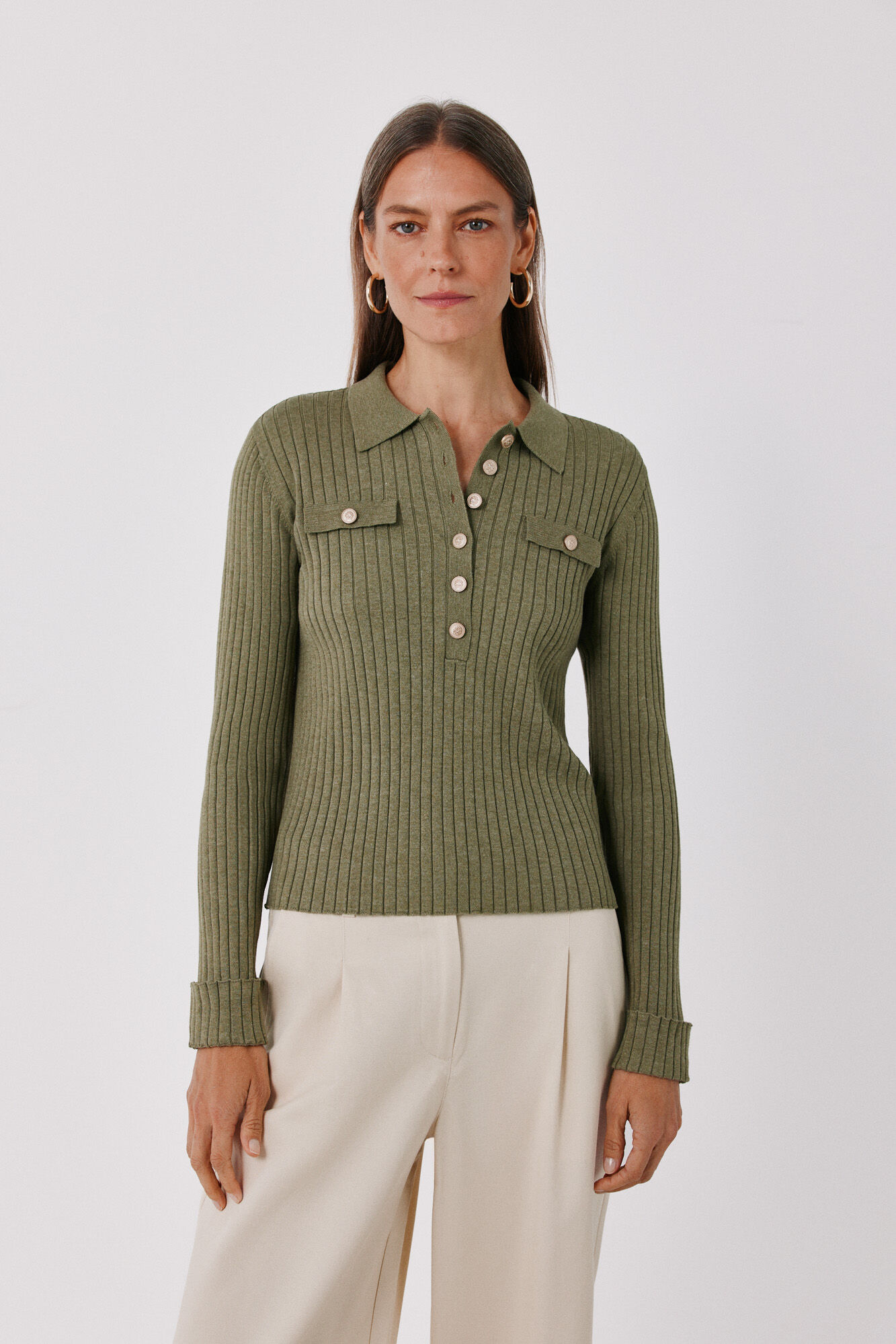 Cortefiel Ribbed button jumper