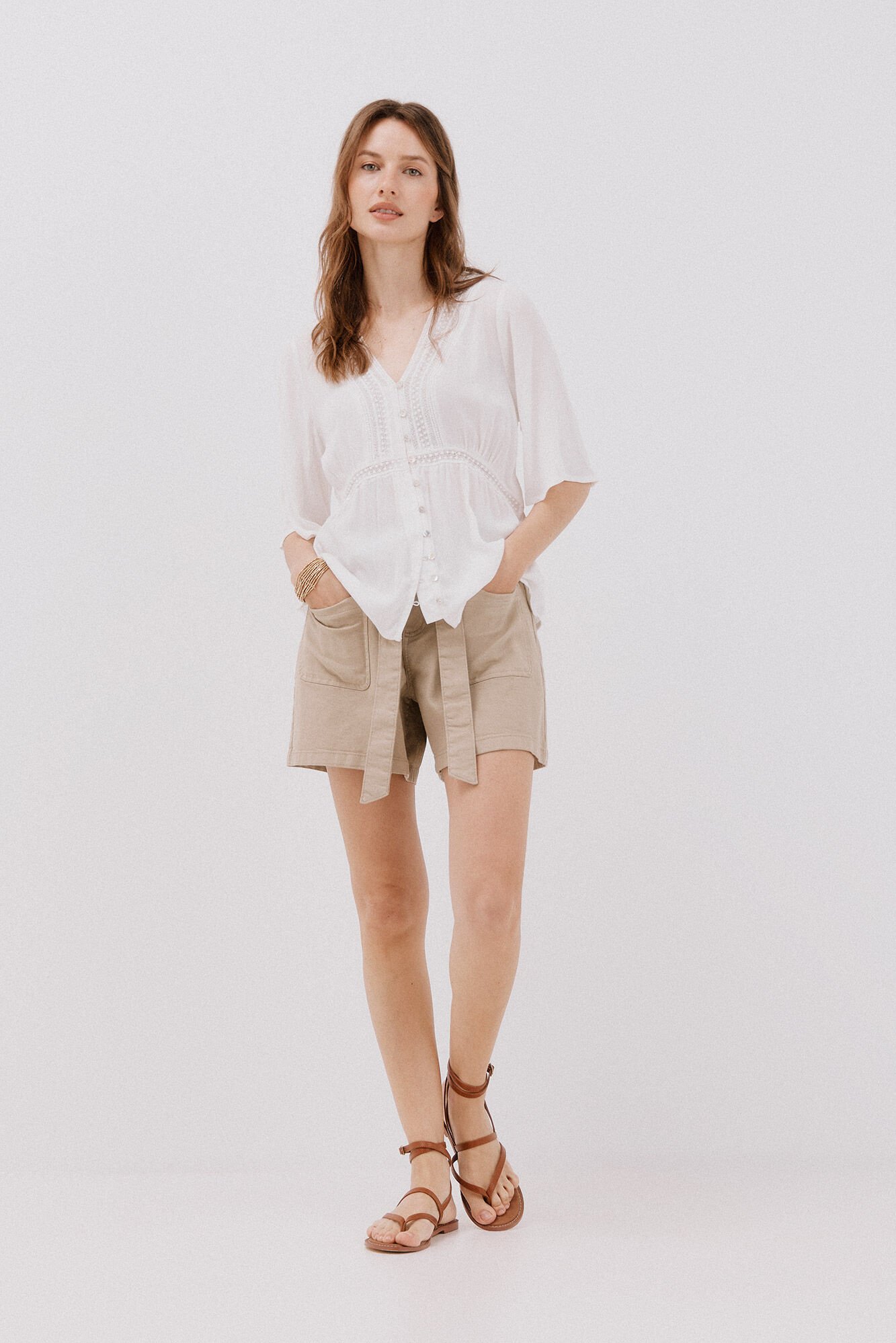 Cortefiel lace blouse with ruffles