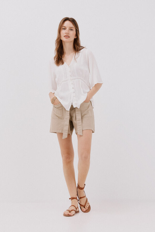Cortefiel lace blouse with ruffles White