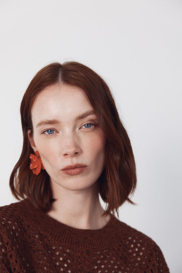 Cortefiel Camisola em malha calada Castanho