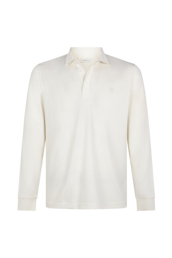 Cortefiel Polo refinado manga larga Blanco