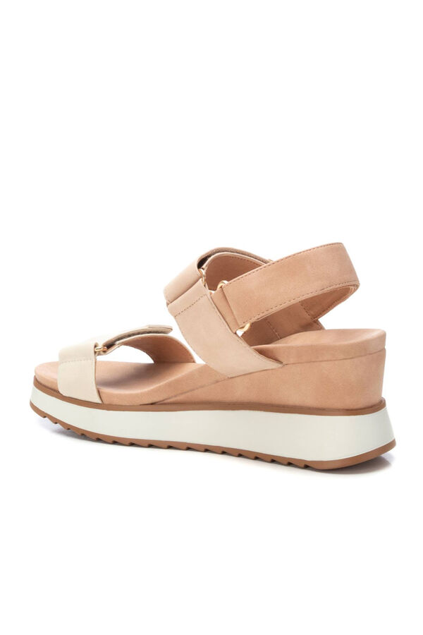 XTI Women's wedge sandal with adhesive strap Nude