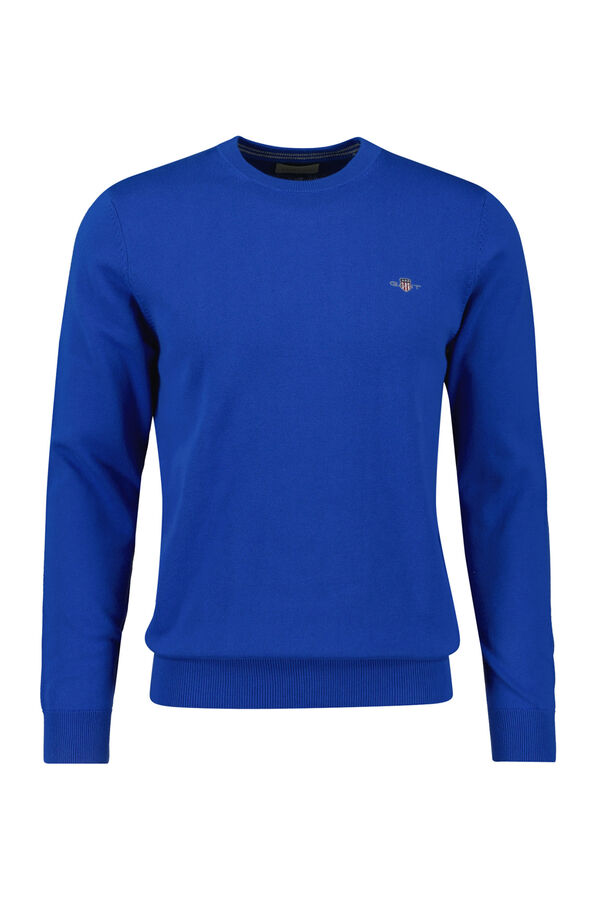 Gant Jersey clásico de algodón con cuello redondo Azul