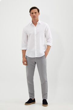 Cortefiel Cotton and linen chinos with drawstring  Grey