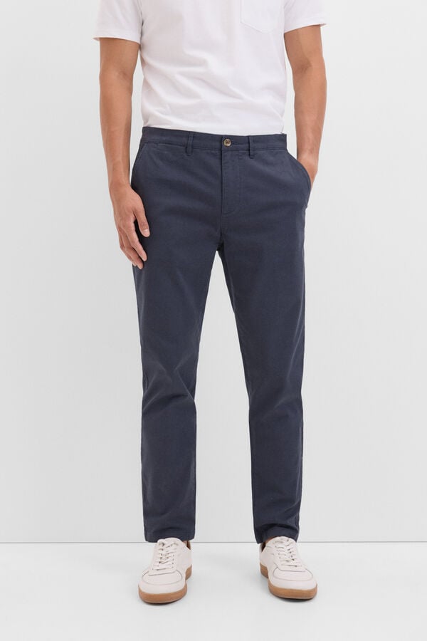 Cortefiel Slim fit printed chinos Navy