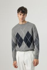 PuroEGO Camisola de losangos em l&atilde; Cinzento