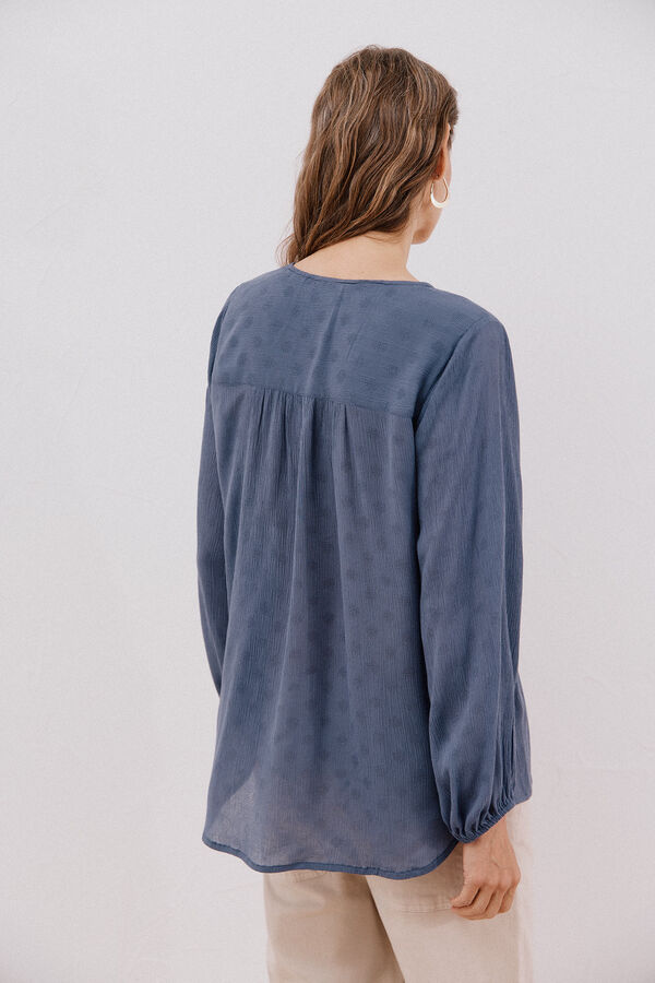 Cortefiel Blusa com borlas Azul