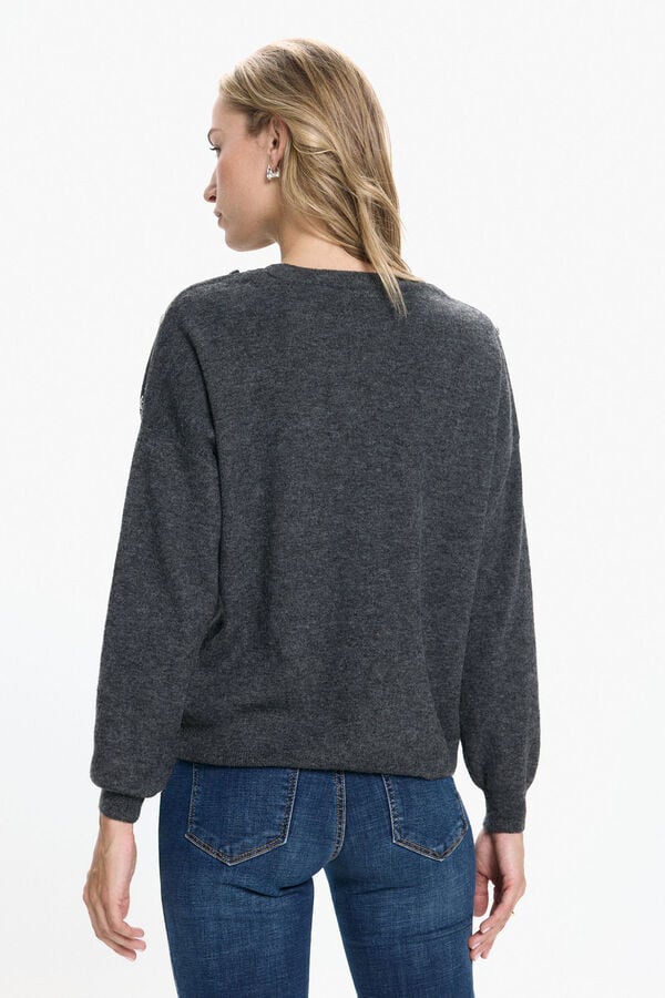Vero Moda Camisola com botões de joia Cinzento