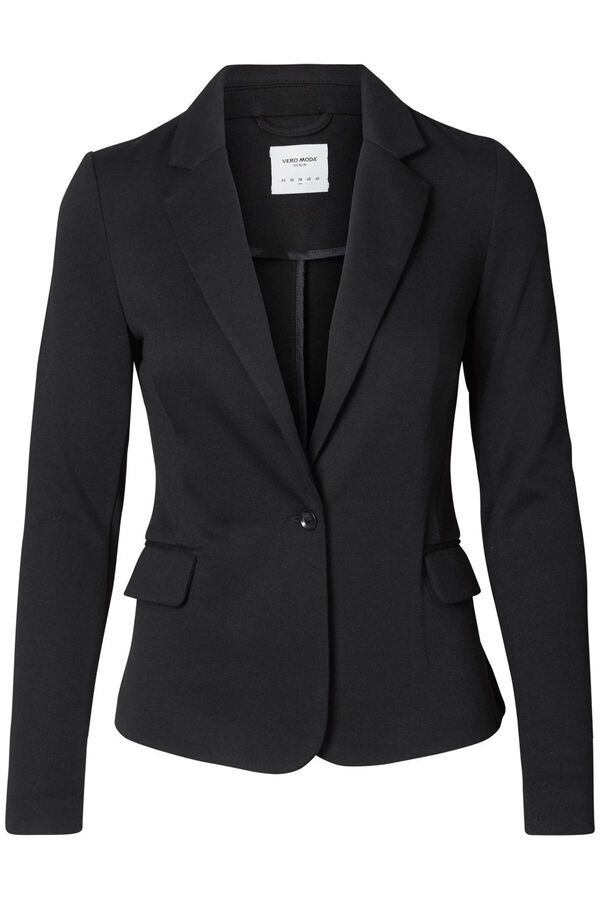 Cortefiel Long sleeve blazer with pockets Black