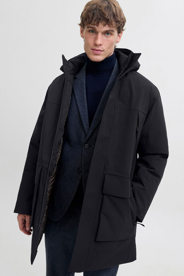 Jack & Jones Parka cl&aacute;ssica com capuz Preto