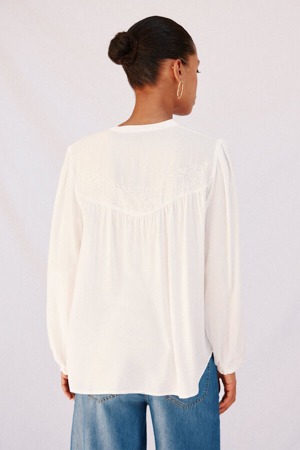 Cortefiel Blouse with embroidered detail White