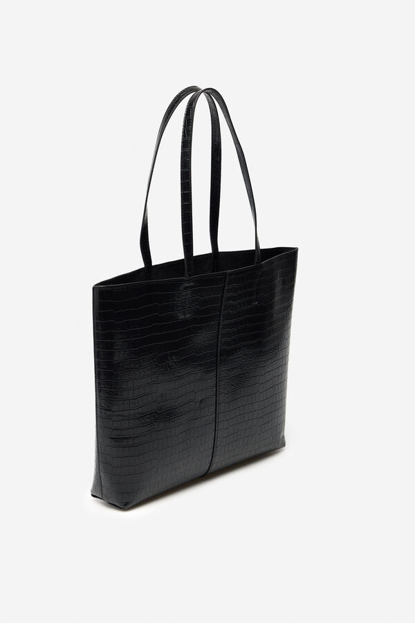 Cortefiel Animal texture shopper bag Black