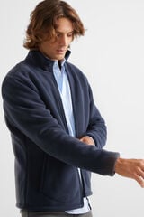 Cortefiel Silbon navy blue fleece jacket Navy