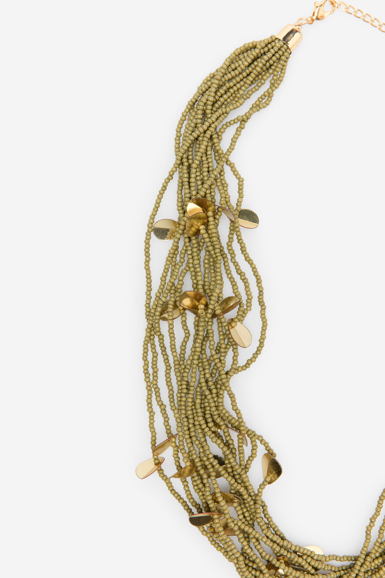 Cortefiel Long necklace of beads and leaves