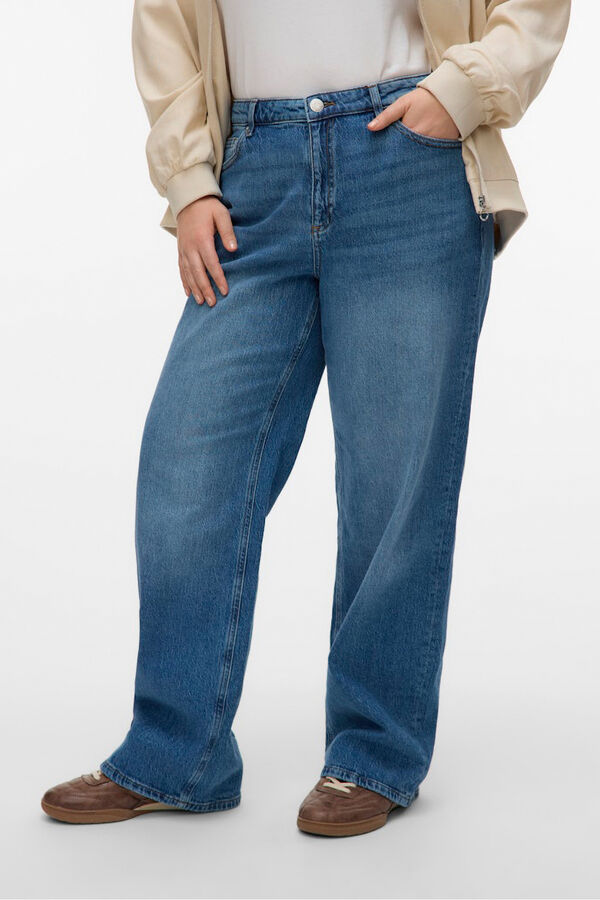 Vero Moda Curve Calça jeans larga tamanho grande Azul