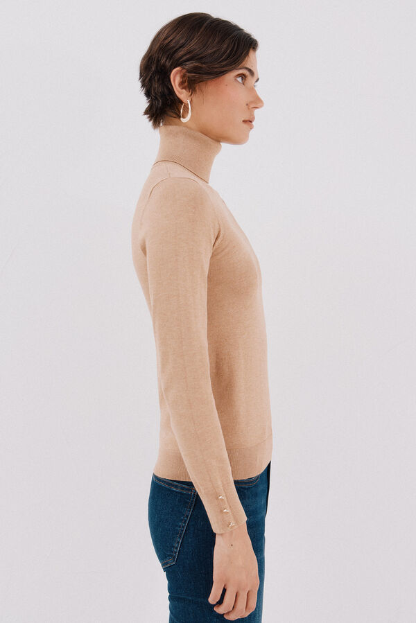 Cortefiel Jersey cuello vuelto Beige