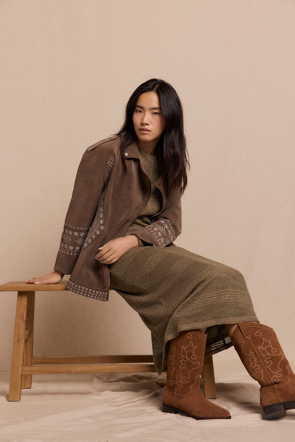 Slowlove Bota de croute plana Castanho