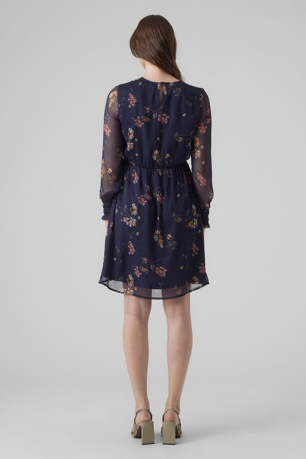 Cortefiel Short dress with long sleeves  Navy