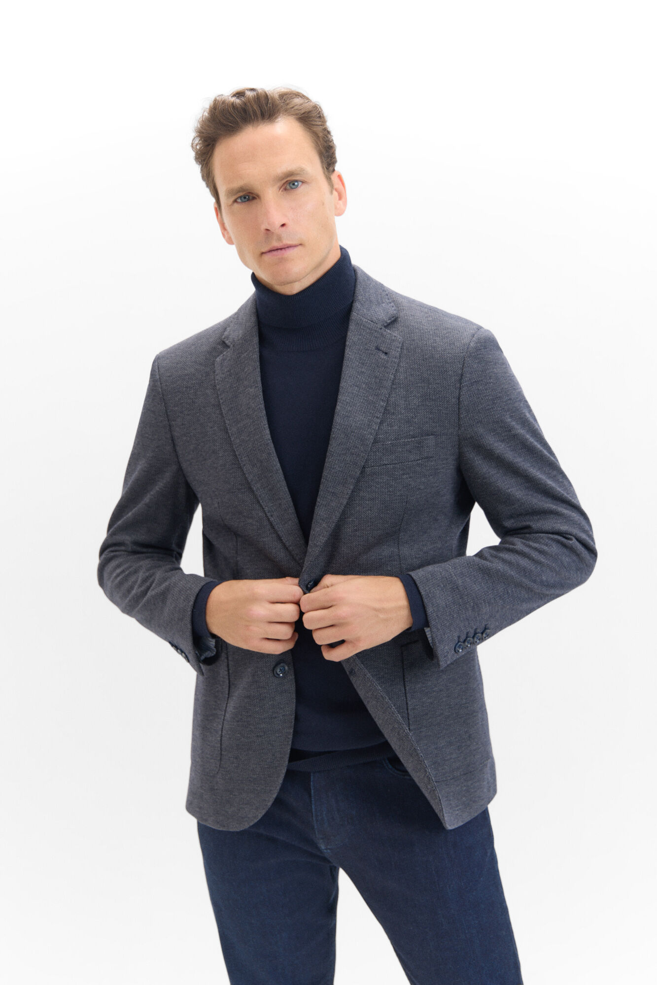 Herringbone jersey knit blazer Men s blazers Cortefiel