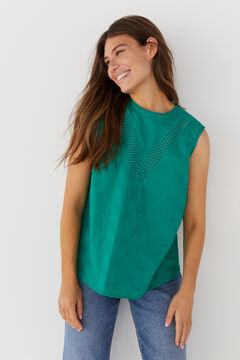Cortefiel Combined cotton blouse Dark green